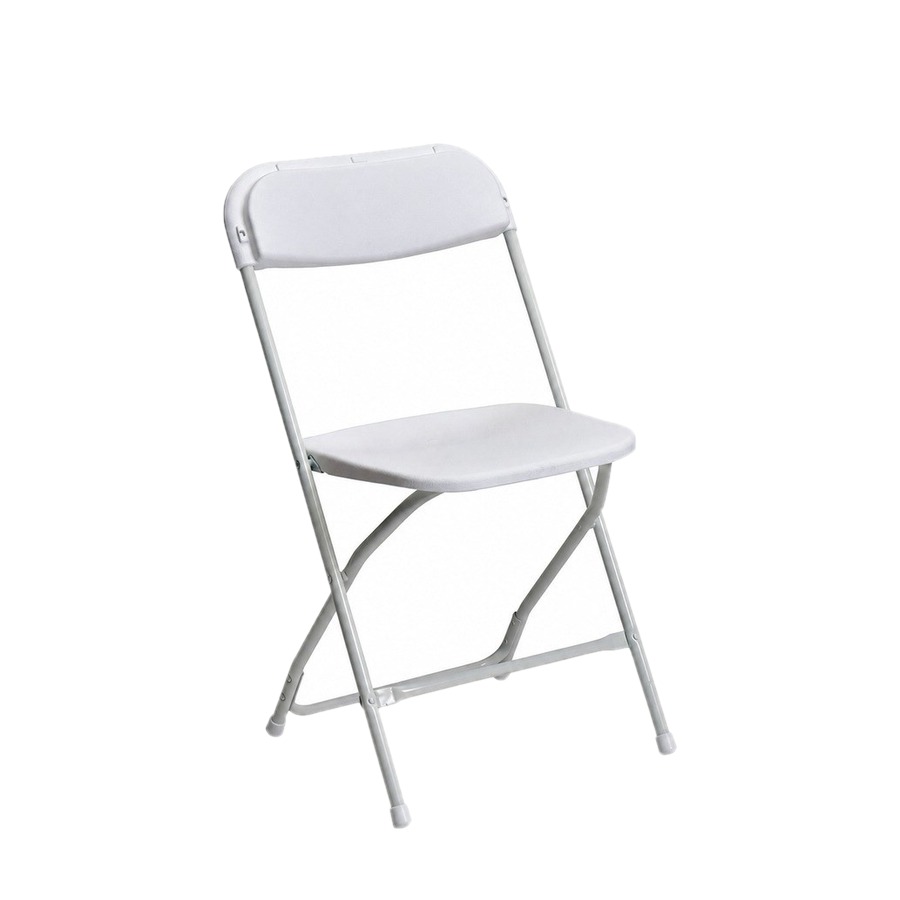 White plastic folding chair